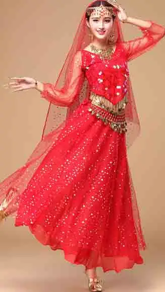 Red 3 pcs DJGRSTER костюм для танца живота костюм Болливуда индийское платье для танца живота женский костюм для танца живота набор племенной - Цвет: Red 3 pcs