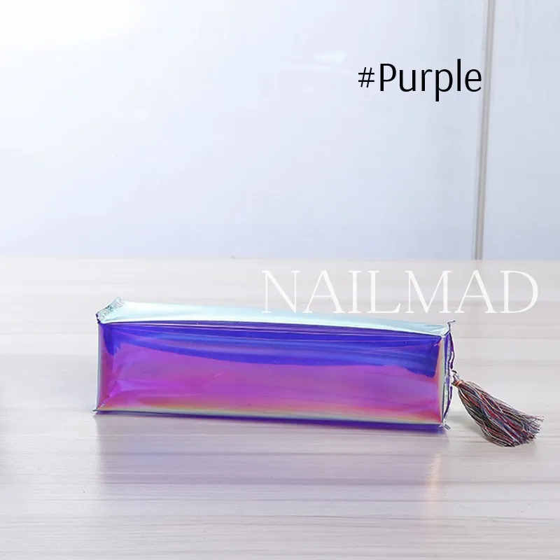 Purple 1 шт. голографическая косметичка с кисточками, косметички, красочный лазерный чехол для макияжа, голограмма, косметический чехол, сумка для хранения на молнии - Цвет: Purple