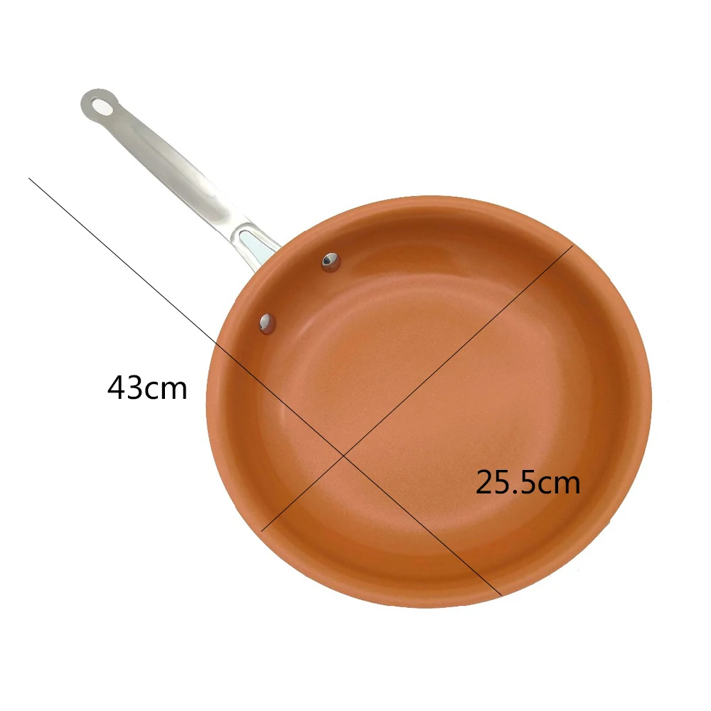 Круглая антипригарная медная сковорода для жарки с керамическим покрытием и