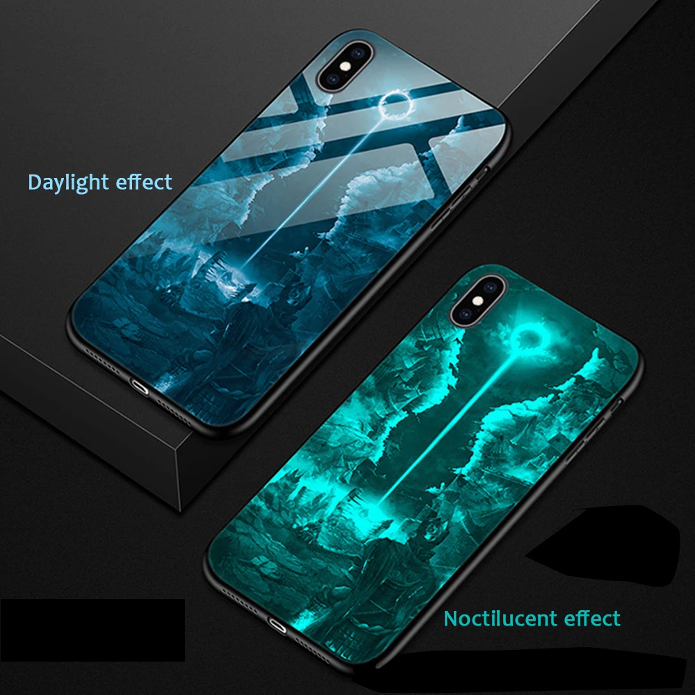 Светящийся чехол из закаленного стекла для iPhone 11 Pro Xs Max Xr 6 6s 7 8 Plus 5 5S, Роскошный чехол с буквой Метеор для iPhone 11, чехол