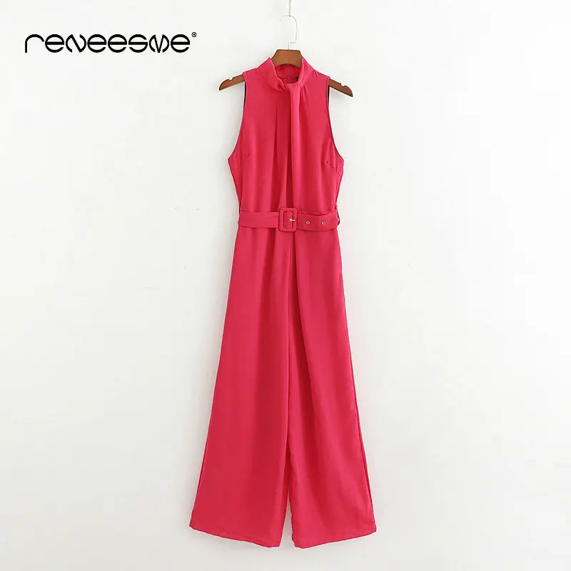 2019 Модные женские комбинезоны ярко-розовый длинный без рукавов юмокостюмы