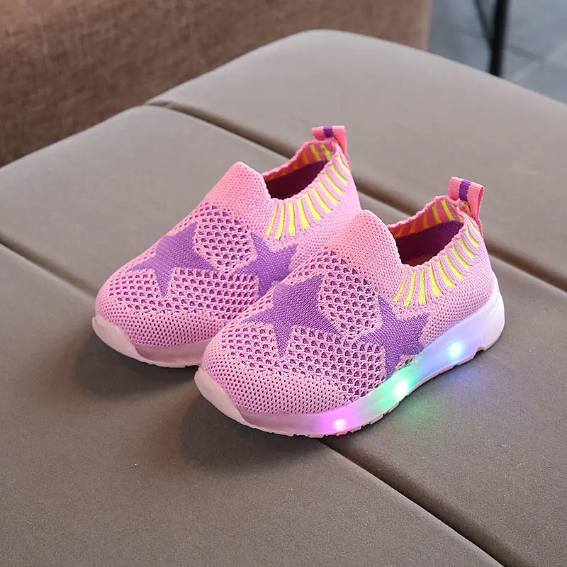 Pink Детские Обувь со светодиодной подсветкой новое платье для маленьких детские светящиеся Сникерсы для мальчиков Светодиодный проблесковый; повседневная обувь с подсветкой; Большие европейские 22-31 - Цвет: Pink