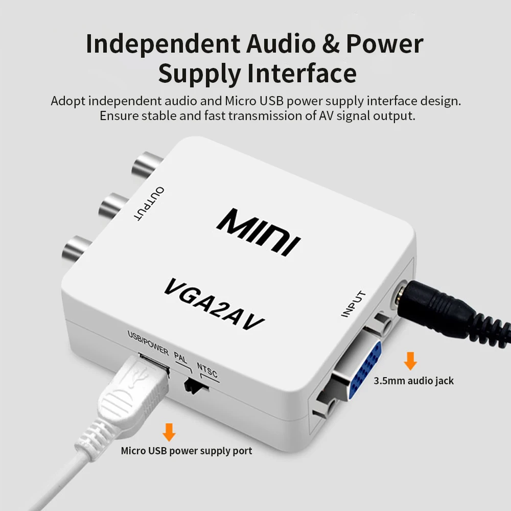 Новинка 2019 3 5 мм Переходник VGA AV Mini преобразователь корпус ABS видеоконвертер для