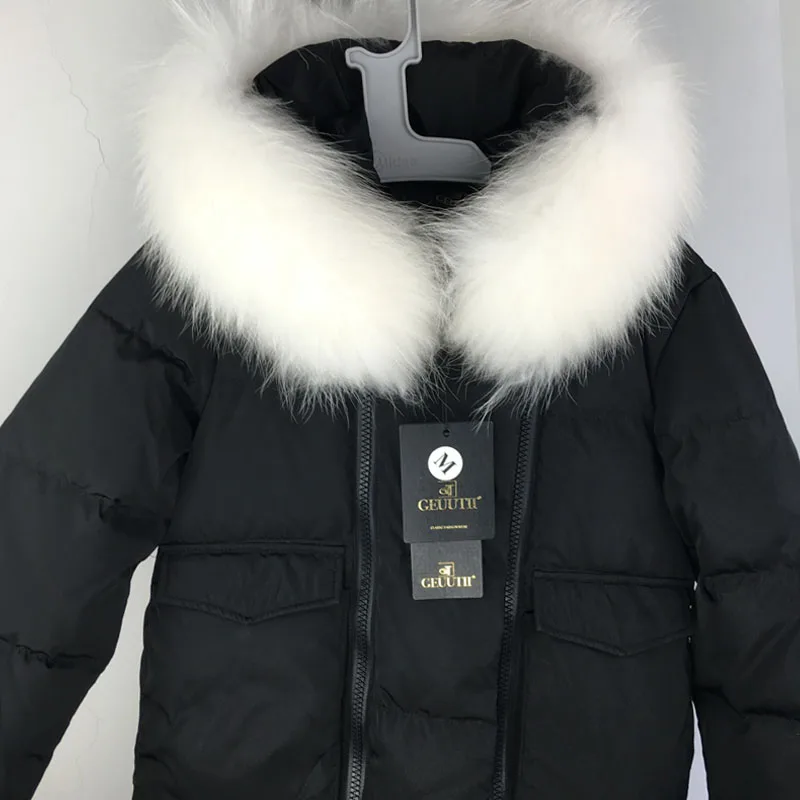 Большой натуральный мех енота 2018 Высококачественная Зимняя парка Женская