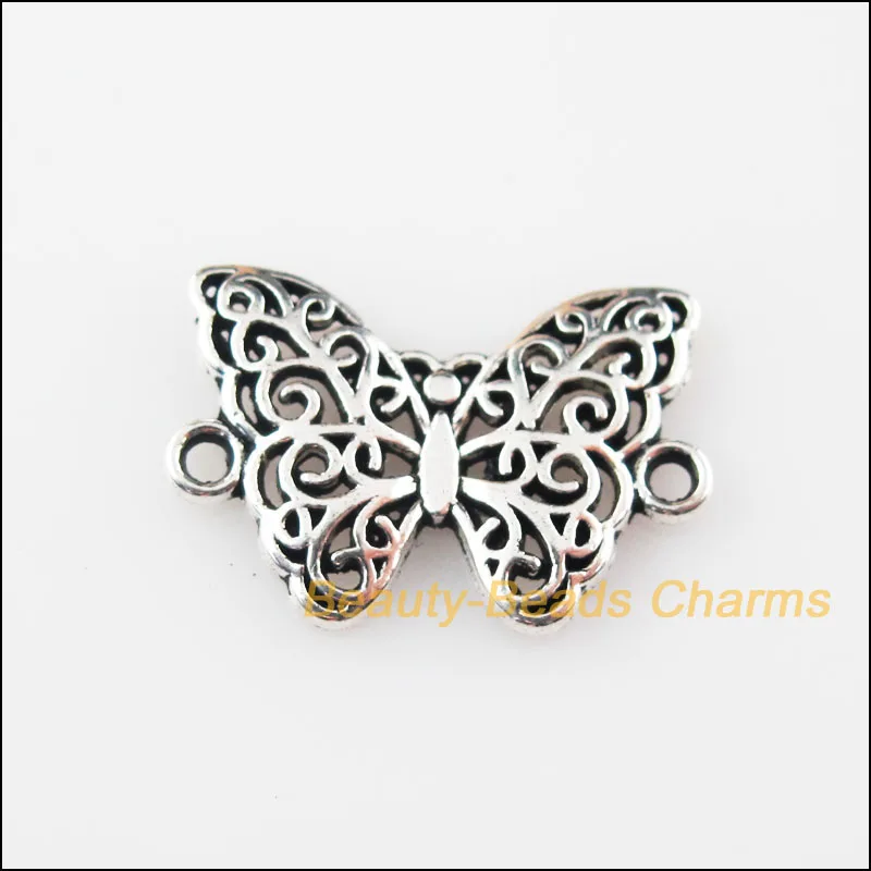 Новый 30 шт. Тибетский серебристый цвет животных Бабочка Подвески Разъемы