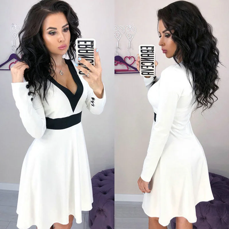 Модное Элегантное мини платье туника Осенняя женская одежда Vestidos дамское