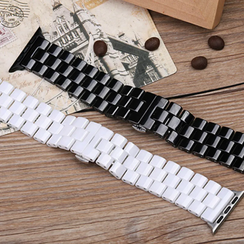 Новое поступление Керамическое яблоко часы ремешок для iwatch 1/2/3/4/5 наручных часов Apple Watch 38 мм 40 мм 42 44 мм iPhone часы-браслет