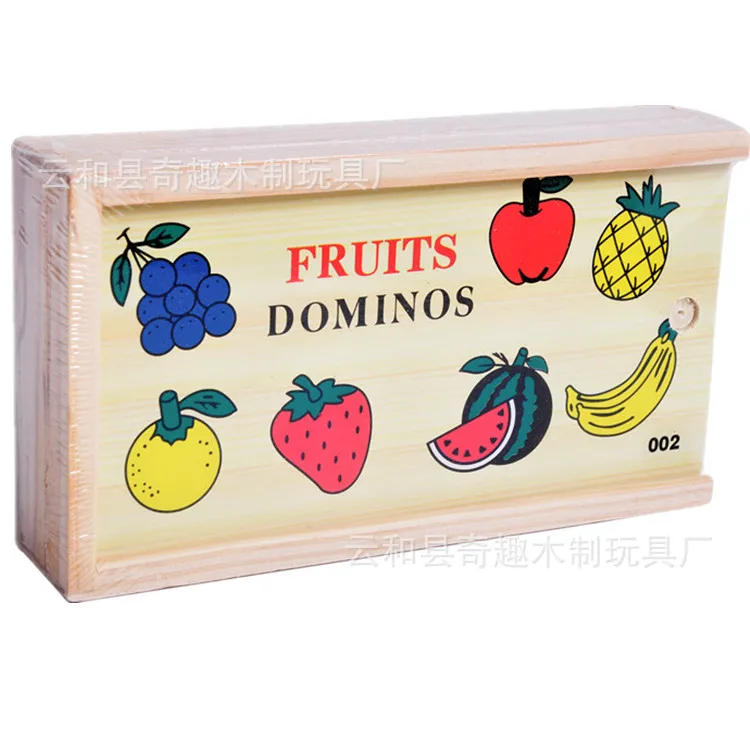 Детские деревянные игрушки фруктовое домино с деревянной коробкой контейнер для