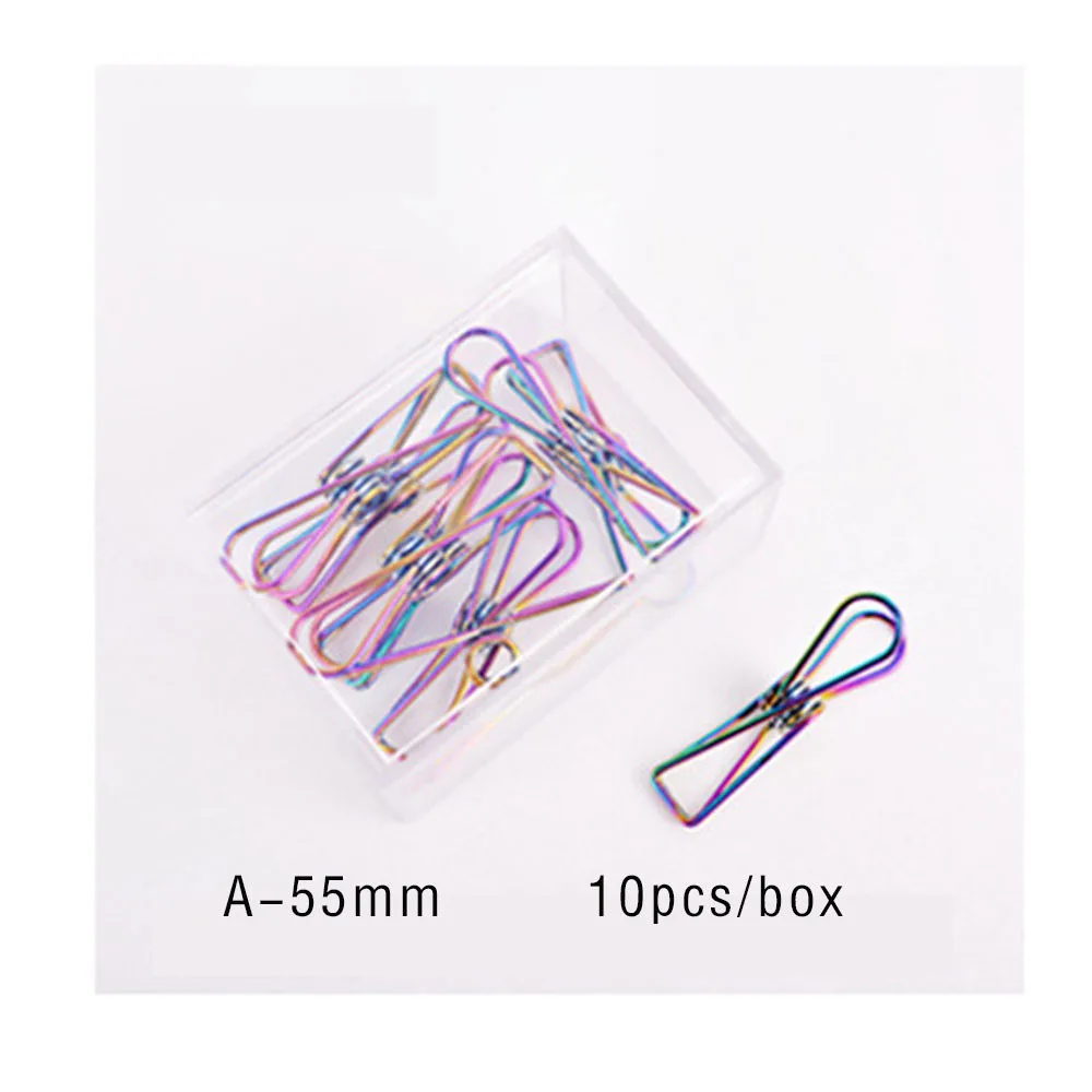 A 55mm 10pcs Новое поступление Модные металлические зажимы ослепительные Красочные полые зажимы креативные милые канцелярские принадлежности Kawaii - Цвет: A 55mm 10pcs