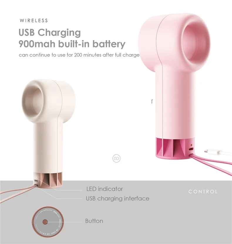 R1 милые Bladeless Стиль 3 цвета Mini-USB Портативный открытый летний вентилятора охлаждения немой ручной вентилятор 3 Скорость Мини USB Кондиционер
