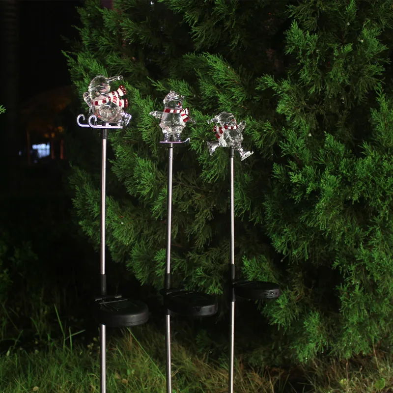 Весенние рождественские украшения снеговик светодиодные солнечные огни садовая