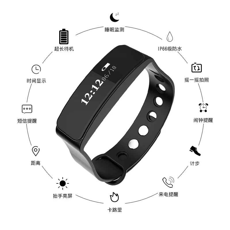 Toleda W05 Smart Band Real-time IP66 Waterproof for Swimming Fitness Tracker Android iOS 0.86" Screen Alarm Clock | Электроника