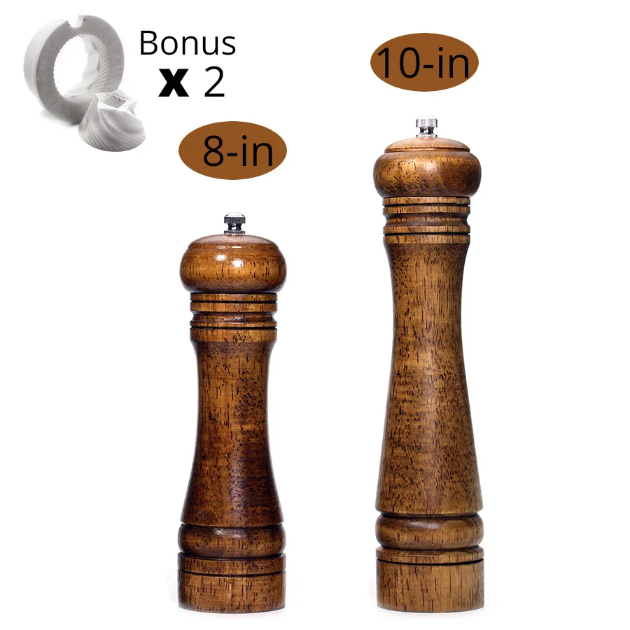 8 and 10 inch Мельницы для соли и перца, мельница для перца из твердой древесины с сильной регулируемой Керамической шлифовальной машиной " 8" 1"-кухонные инструменты от Leeseph - Цвет: 8 and 10 inch