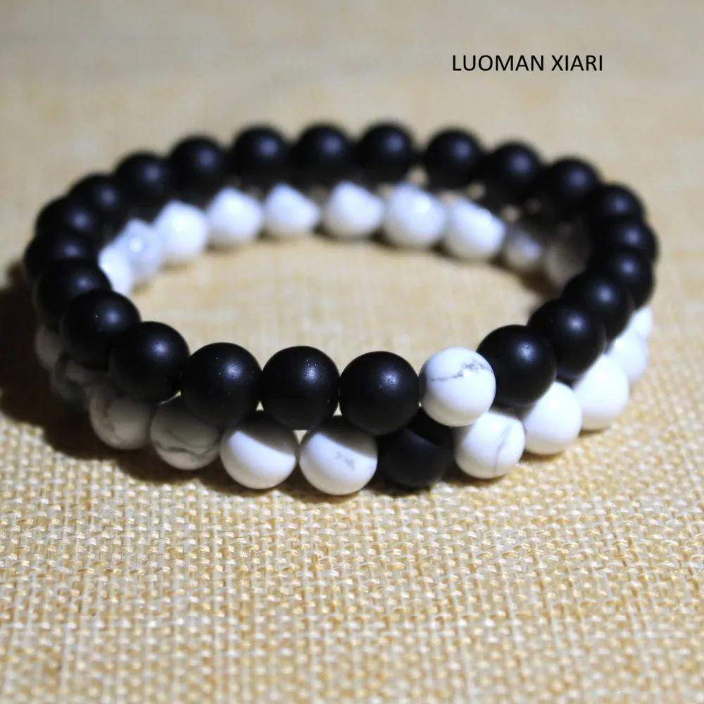 Оптовая продажа натуральные матовые черные бусы Howlite из камня Агата 2 шт./компл.