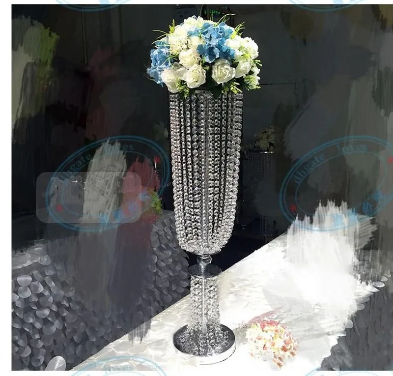 

Bling Silver Gold Color Metal Wedding Table Centerpiece Crystal Flower Stand Wedding Props Table Centerpiece 10pcs/lot