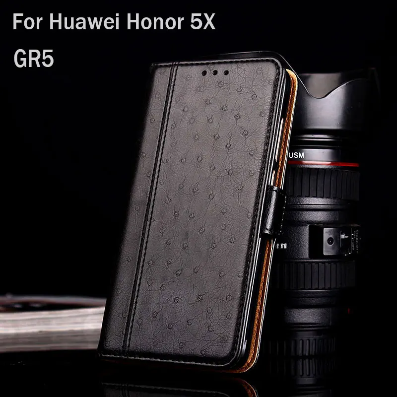 Для Huawei Honor 5X чехол GR5 роскошный страусиный кожаный с подставкой Модный для
