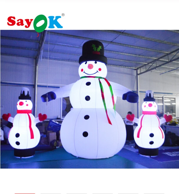 

2m/4m Tall Customized Inflatable Snowman with RGB Led Lights for Christmas Festival Decoration