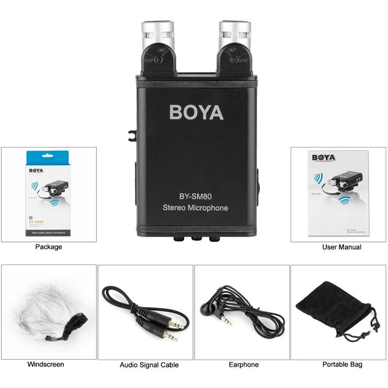

BOYA BY-SM80 Stereo Wired Video Microphone with Windshield for Canon for Nikon Sony DSLR Camera Microphone Camcorder