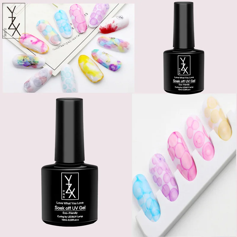 YZX 3 бутылки/набор цветок клей для ногтей гель Замачивание от акварельной краски Жидкий блеск дым мрамор Магия размазывание пузырь Броня лак