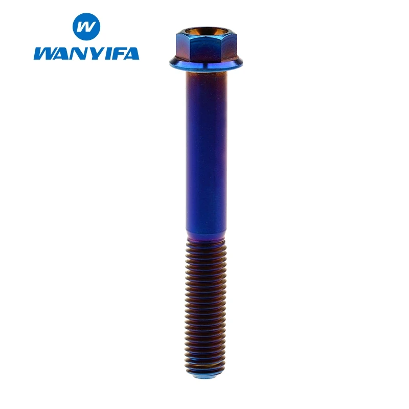 M8x60 Blue Wanyifa M8x15 20 25 30 35, 40 45 50 55 60 65 мм с коротким фланцем Головкой Винт С Титановым болтом для дисковые велосипедные тормозные цвета: золотистый, голубой цвет - Цвет: M8x60 Blue