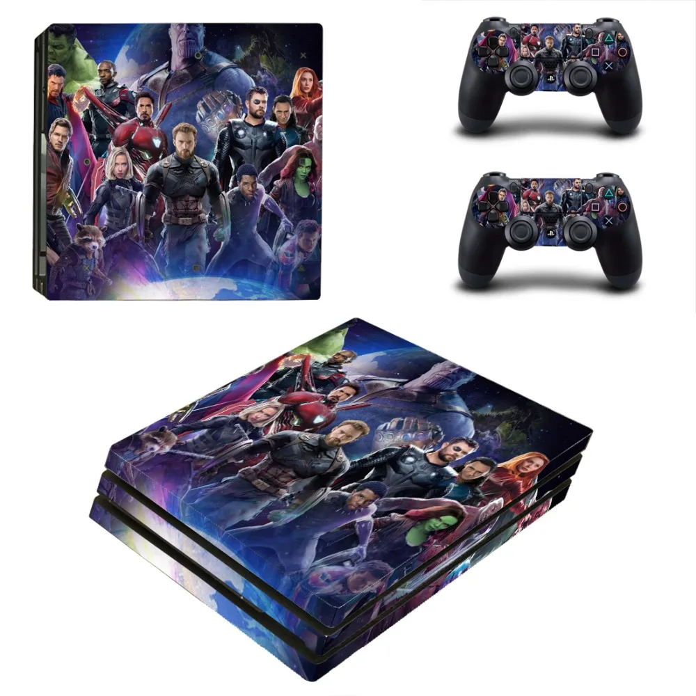 Виниловая наклейка на кожу для Playstation 4 и 2 контроллеров PS4 Pro Мстители Endgame