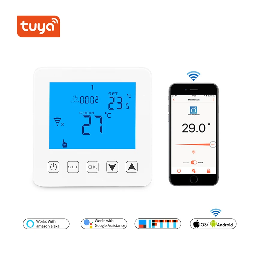 Термостат WiFi умный для электрического напольного обогревателя TUYA температурный