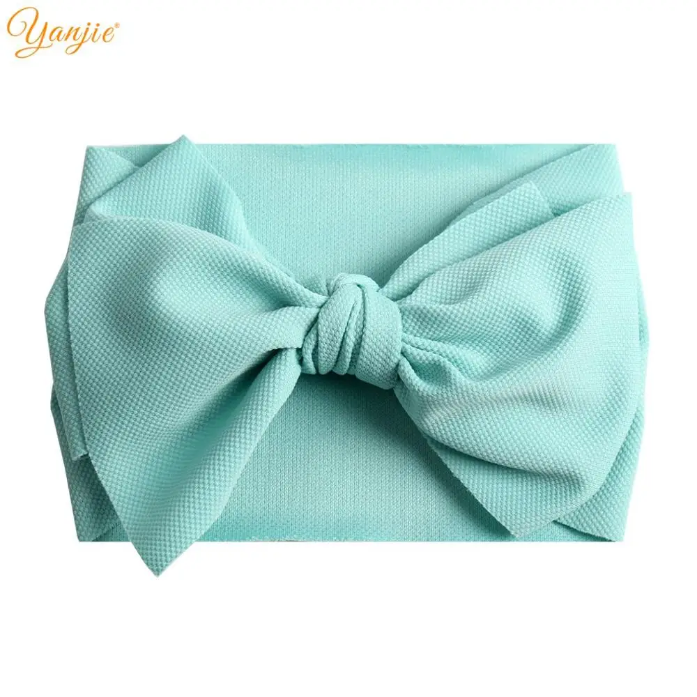 7 inch bow-aqua 7 дюймовая повязка на голову с большим бантом для девочек, г., однотонные большие банты для волос, эластичные тюрбан, повязка на голову, детский топ с бантом, повязка на голову, аксессуары для волос - Цвет: 7 inch bow-aqua