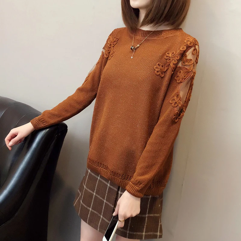 Spring Summer Women Hollow Sweater 2018 Autumn New Korean Loose Large Size Bright Mesh Yarn Female Bottoming Knitting | Женская одежда