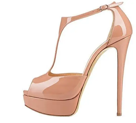 Женские туфли лодочки с открытым носком Moraima из лакированной кожи Т образным