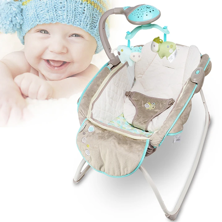 CH Baby Детское кресло-качалка с музыкой, складные детские качели со съемной игрушечная подставка, мягкое комфортное сиденье детская колыбель
