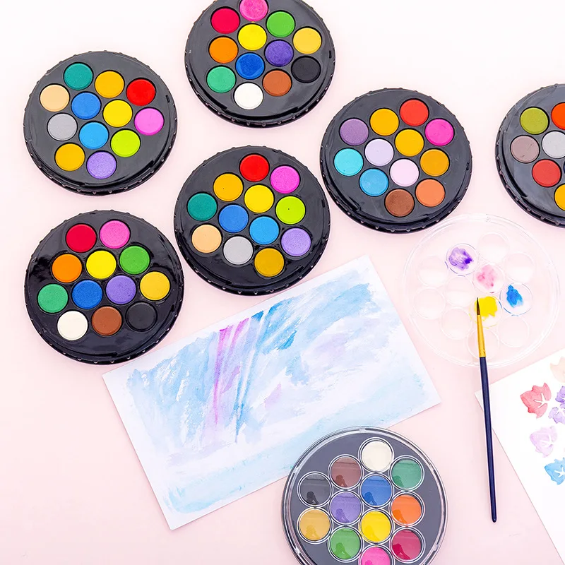 Акварельные краски диск Твердые акварельные набор инструментов 16/24/36/48 цвет