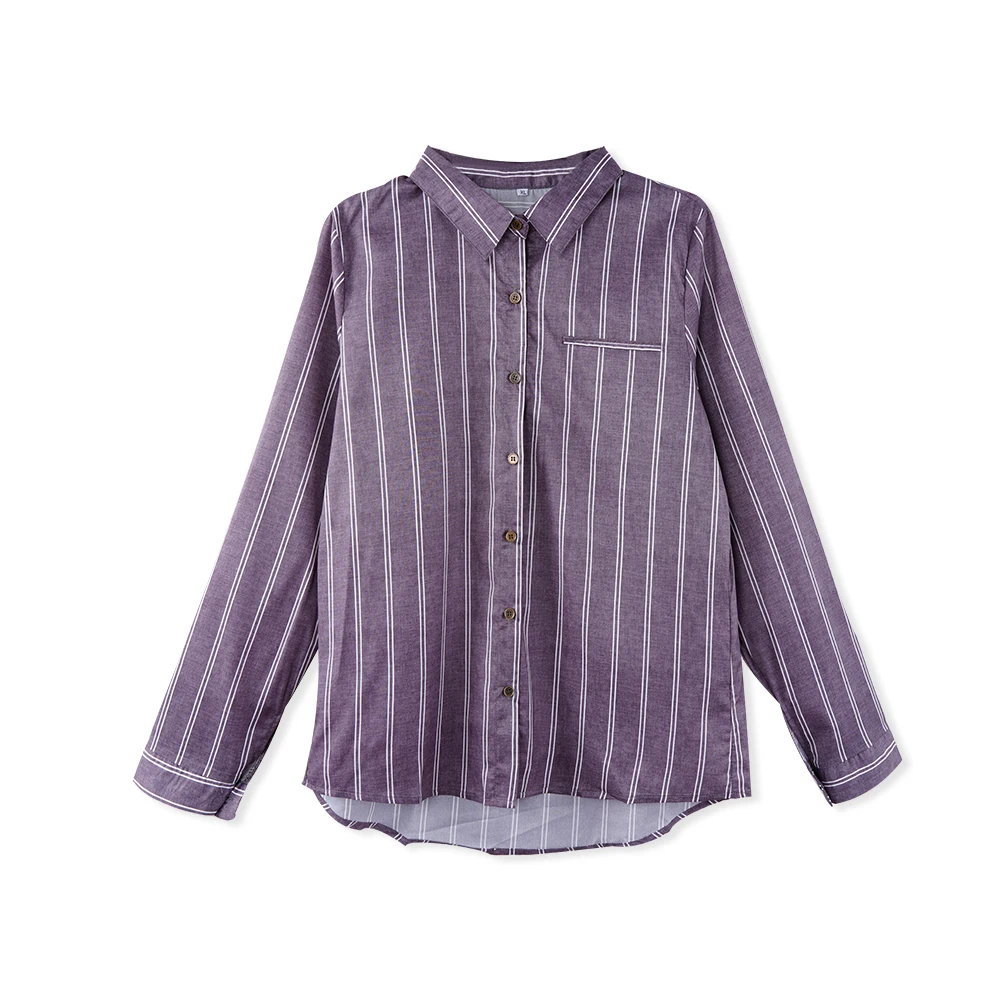 

Fashion Stripe Office Ladies Blouse Female Tops Long Sleeve Turn-down Collar Streetwear Casual Loose Single Breasted Shirt Women