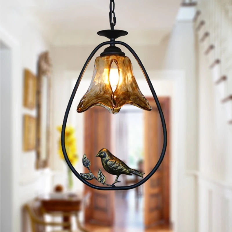 Новая китайская железная Подвесная лампа креативная птица скандинавский