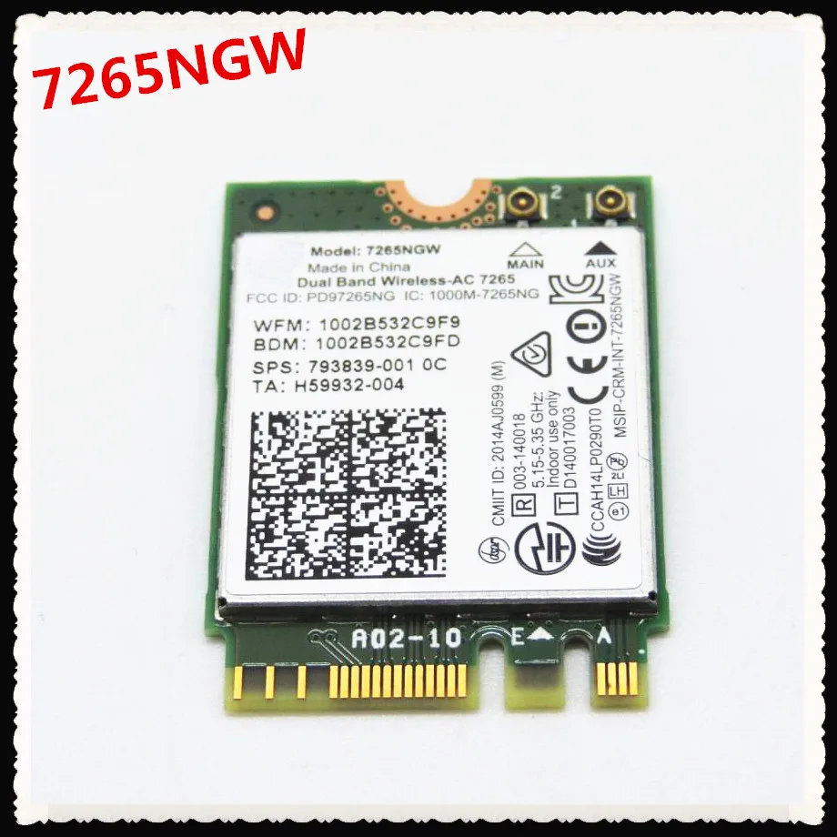 Для Intel Dual band Wireless-AC 7265 7265NGW AC intel7265 BT4.0 867 Мбит/с NGFF M2 беспроводная карта |
