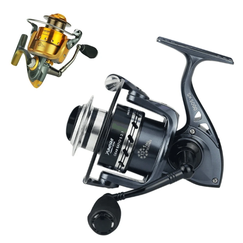 

2018 Free Shipping 13BB Gear Ratio Up to 5.2:1 Spinning Fishing Reel with Exchangeable Handle Automatic folding for Casting Line
