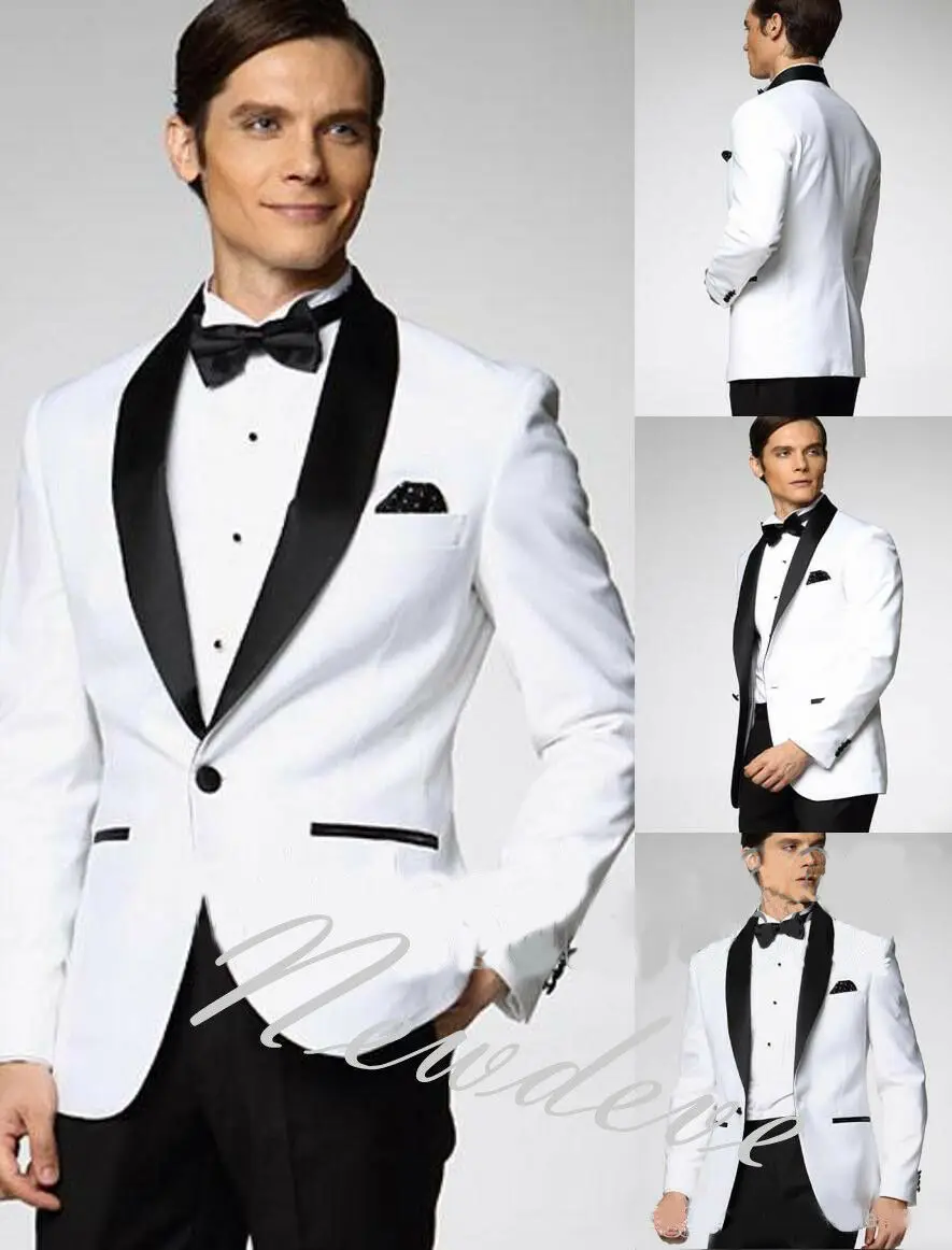 Белые черные свадебные костюмы 3 шт. смокинги для жениха официальные шафера с