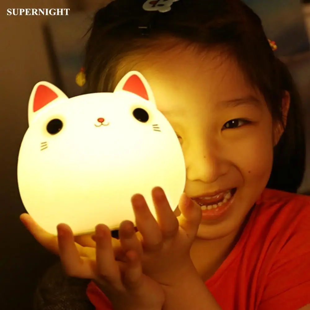 Суперночь мультфильм кошка светодиодный светильник сенсорный датчик красочный