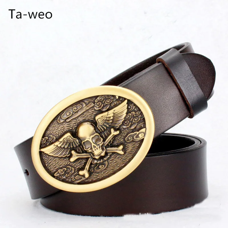 Большой гладкий ремень с пряжкой в виде пиратского черепа модные новые мужские