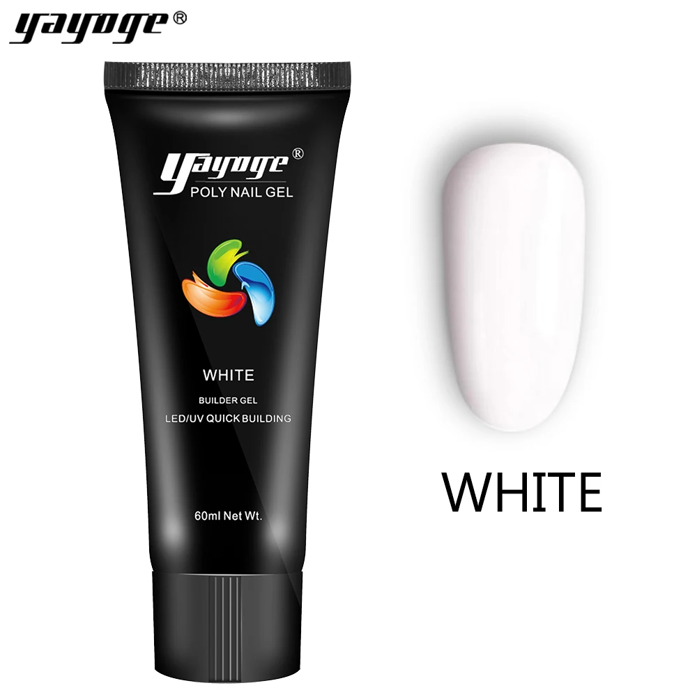 white 60ml poly gel Yayoge, набор гелей для быстрого строительства, Гель-лак для наращивания ногтей, полигель, набор для нейл-арта, для наращивания ногтей, раствор для скольжения - Цвет: white 60ml poly gel