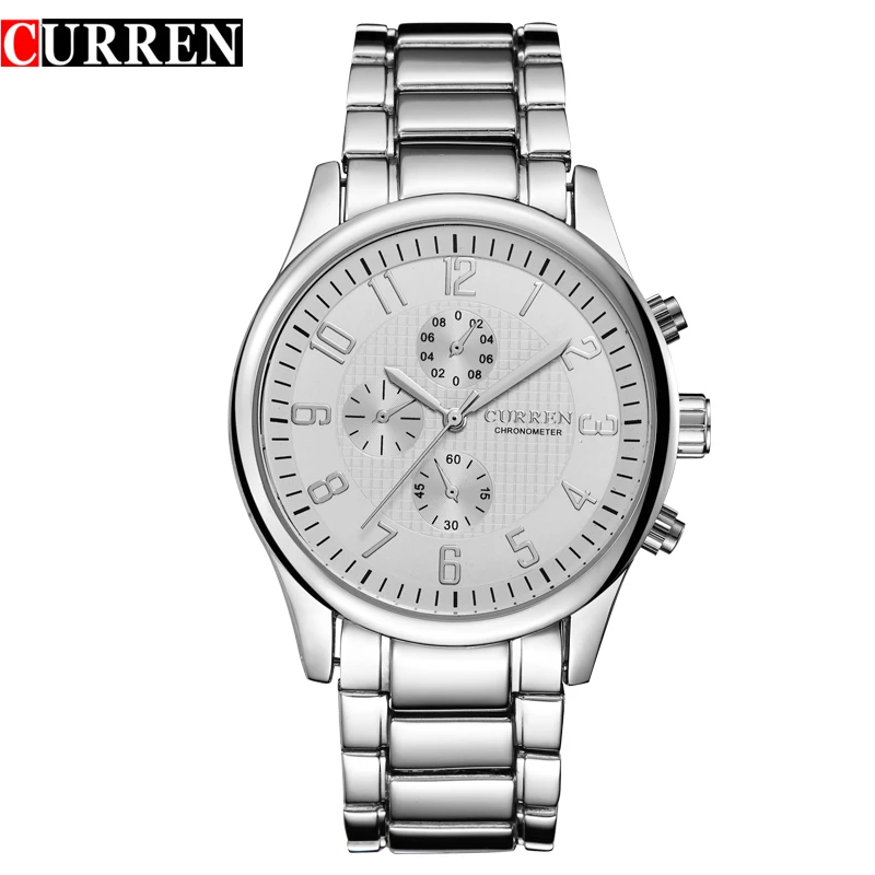 silver white CURREN классические модные кварцевые мужские часы полностью стальные спортивные наручные часы водонепроницаемые мужские часы Relogio Masculino Reloj Hombre - Цвет: silver white