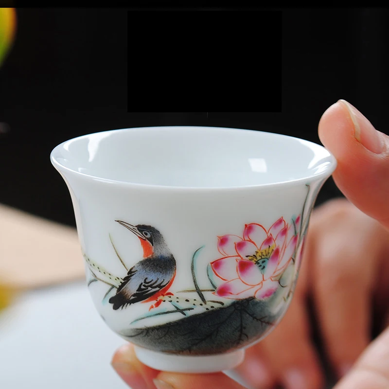 60cc фарфоровая чайная чашка в китайском стиле Jingdezhen ручная роспись Цветок Птица