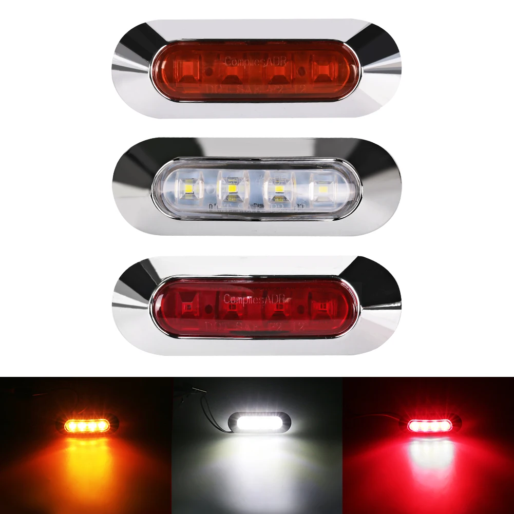 

Urbanroad Universal 4 LED Car Truck Bus Trailer Side Marker Clearance Indicators Light Side Marker Parking Light Red White Amber