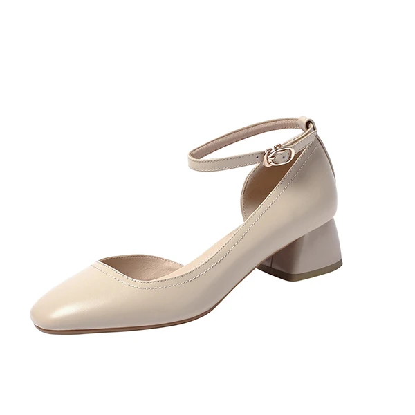 beige SOPHITINA/Новинки 2019г. Популярные удобные сандалии из натуральной кожи. Повседневная женская обувь с открытым боком и пряжкой на ремешке. Женские туфли-лодочки с квадратным мыском на модном толстом кублуке. SO24 - Цвет: beige