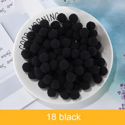 18black 10/15/20/25 мм Мини пышная Нижняя Pom Poms помпонами ручной работы для детей игрушки свадебный Декор Сделай Сам швейного Ремесла поставок 100 шт - Цвет: 18black