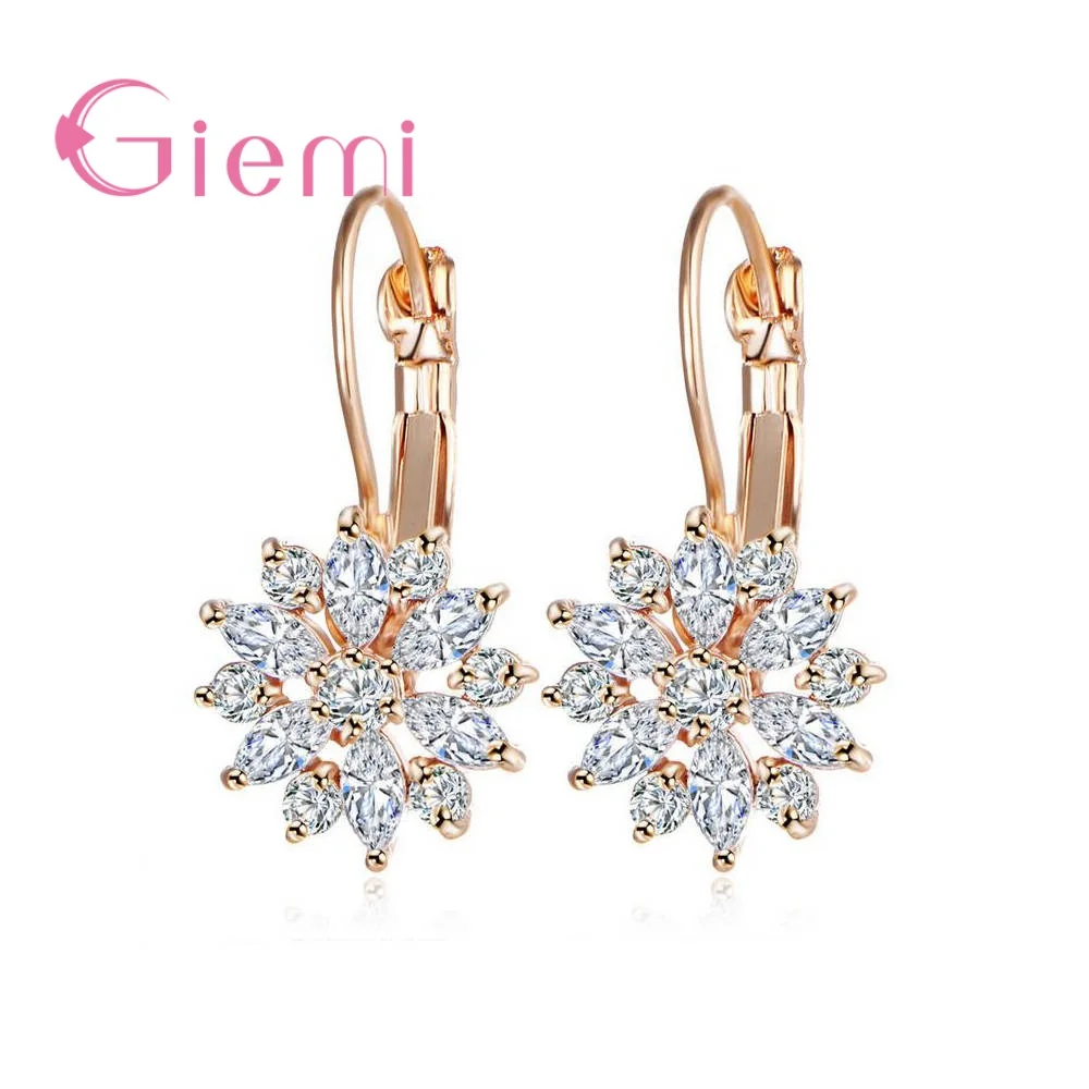 Rhinestones Flower Stud Earrings 925 Sterling Silver For Women Bijoux Vintage Love Wedding Earring Statement Jewelry | Украшения и