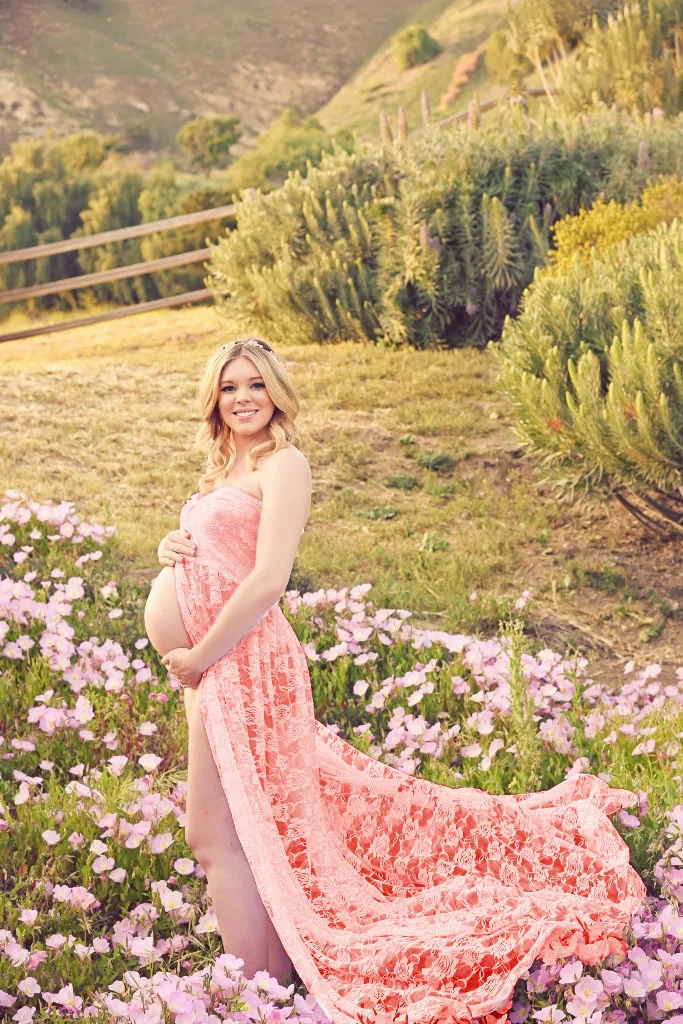 Pink Платья для беременных с открытыми плечами и кружевами для фотосессии; платья для беременных женщин; Одежда для беременных; платья для фотосессии - Цвет: Pink
