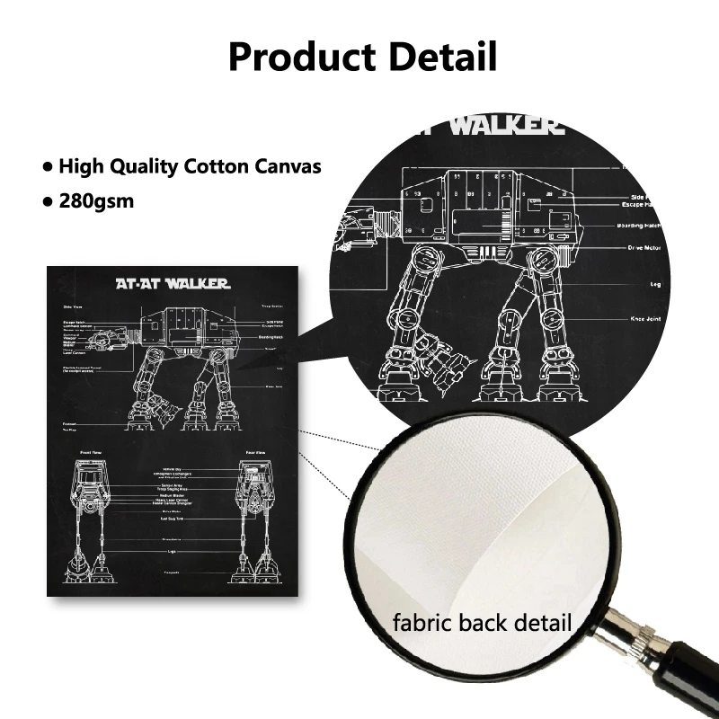 AT-AT Walker Blueprint Wall Art Звездные войны винтажные плакаты принт Imperial Walker схематическая схема Холст Живопись Домашний Декор