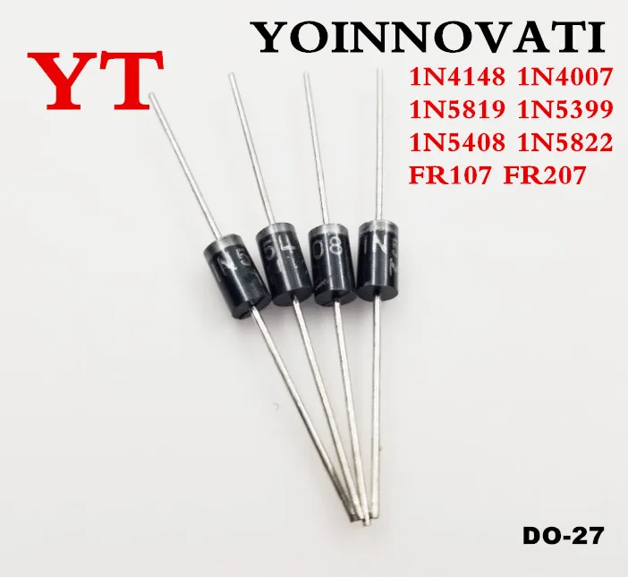 Комплект разнообразных диодов 1N4148/1N4007/1N5819/1N5399/1N5408/1N5822/FR107/FR207 8 видов 1000 шт.|kit kits|kit