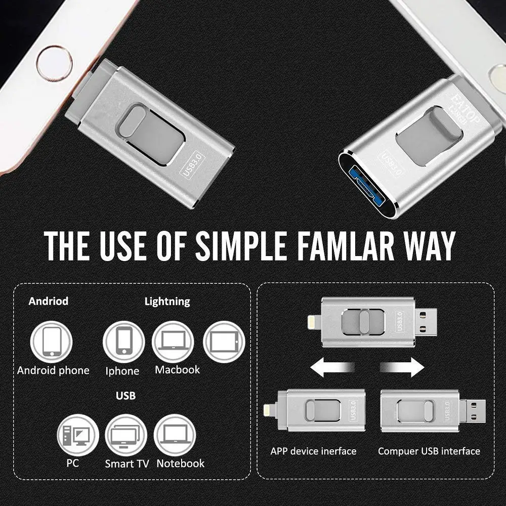 USB флеш накопитель 3 в 1 для iPhone/Android 16 ГБ 32 64 128 флешка OTG Usb 0 внешний флэш карта