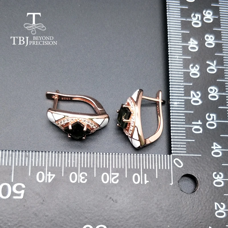TBJ турмалиновая застежка серьги натуральный драгоценный камень серебро 925 пробы